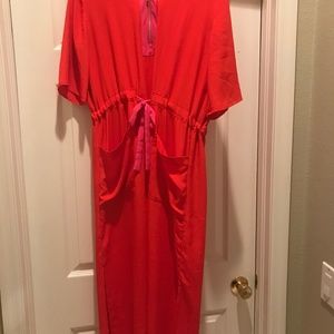 Top shop Dress maxi dress zip neck red and pink